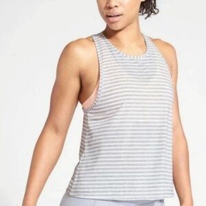 Athleta Muscle Tank Gray & White Stripes size XL